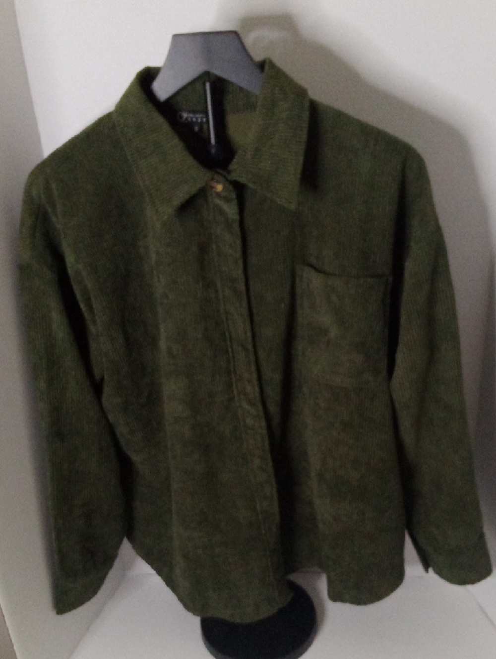 Zele Olive Green Corduroy Shirt Jacket